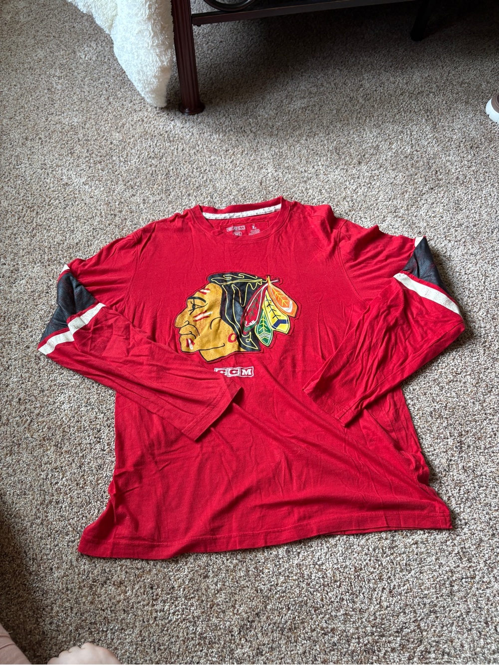 NHL Chicago Blackhawk CCM Red Athletic Equipment Tee